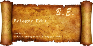 Brieger Edit névjegykártya